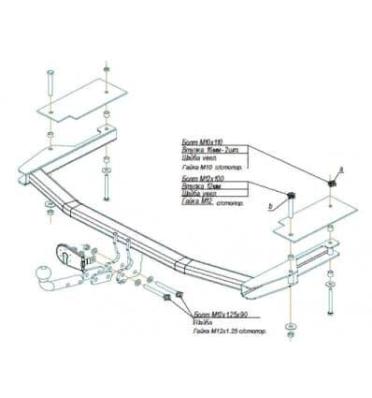 Фаркоп (ТСУ) для MAZDA 6 2002-2007 седан/хетчбексъемный шар на двух болтах 1.5тонны Босал